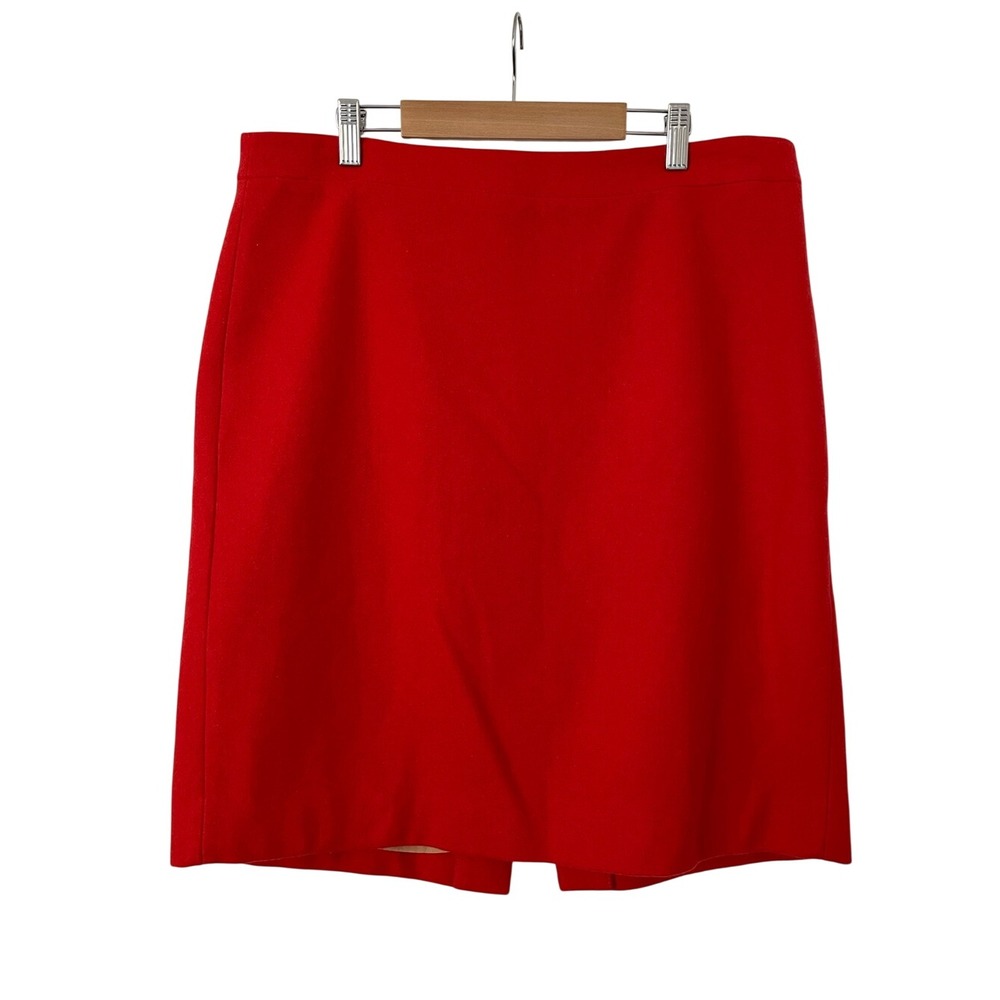 J Crew The Pencil Skirt 14 Red Wool Blend Lined Career Office Classic Preppy
